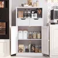 Walsunny Floor Storage Cabinet, Organizer with Doors and Drawers, Freestanding Side Cupboard Pantry with Adjustable Shelf for...