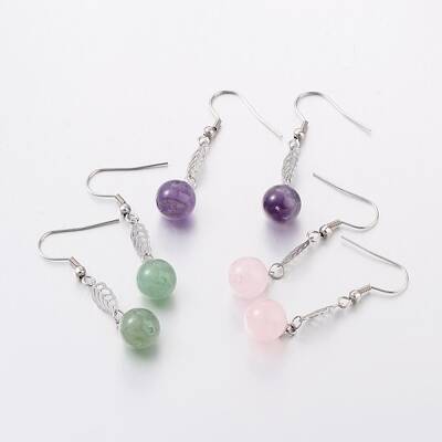 Natural Mixed Stone Dangle Earrings