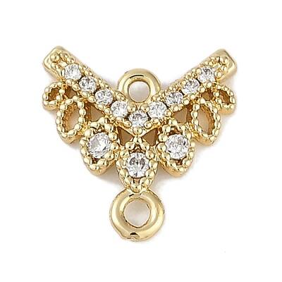 Brass Clear Cubic Zirconia V Shaped Connector Charms