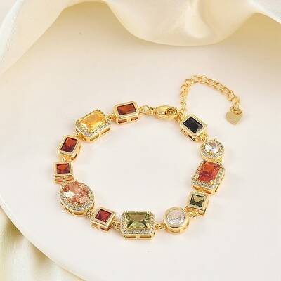 Brass Micro Pave Clear Cubic Zirconia Bracelets for Women