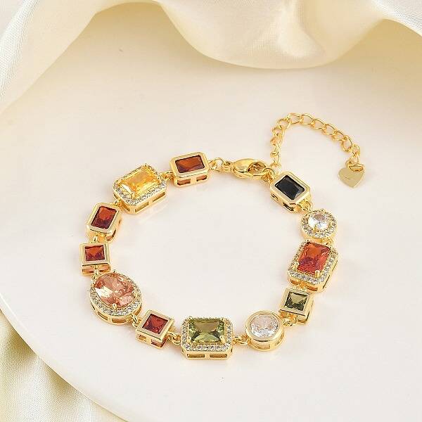 Brass Micro Pave Clear Cubic Zirconia Bracelets for Women
