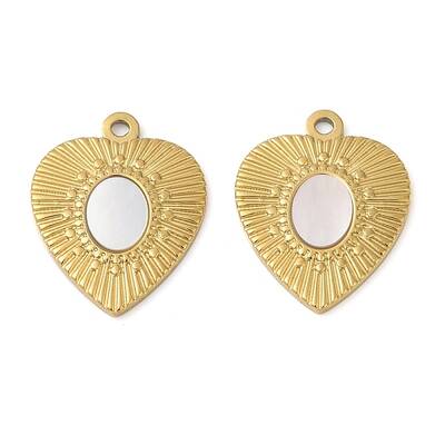 304 Stainless Steel Natural White Shell Pendants