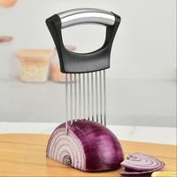 Onion Holder for Slicing, 1 Count Stainless Steel Onion Slicer Aid, Onion Slicer Tool, Vegetable Handling Tools, Kitchen Gadg...