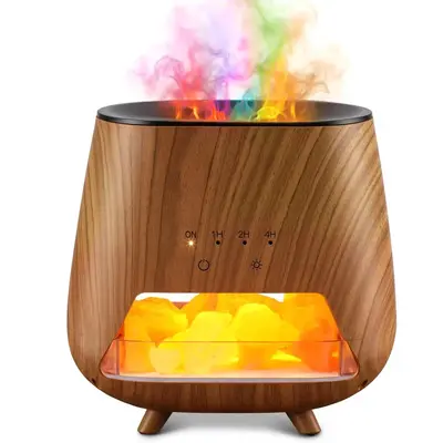 Upgraded Colorful Flame Essential Oil Diffuser, 9-Color LED Aroma Diffuser & Cool Mist Humidifier Combo, Ultra Quiet Aromathe...