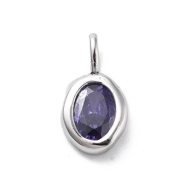 925 Sterling Silver Cubic Zirconia Oval Charms