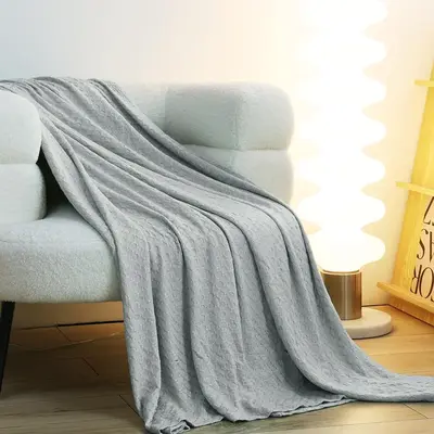 Solid Color Bamboo Fiber Blanket, Soft Comfortable Throw Blanket for Bed Couch Sofa Chair, Bed Blanket for All Seasons, Bedro...
