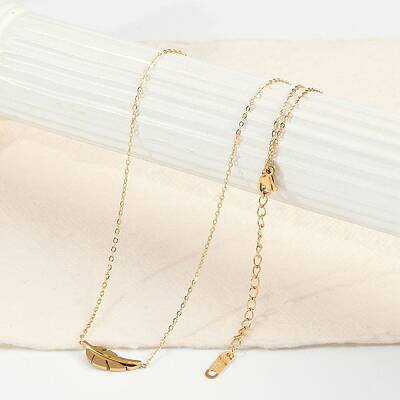 Ion Plating(IP) 304 Stainless Steel Leaf Pendant Cable Chain Necklaces for Women
