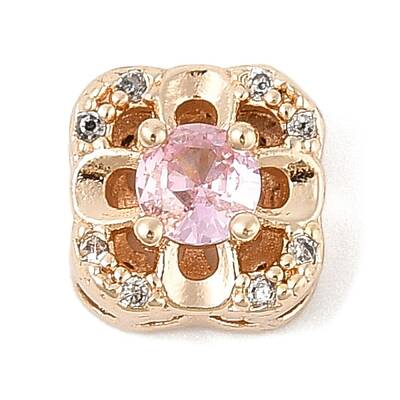Brass Micro Pave Cubic Zirconia Beads