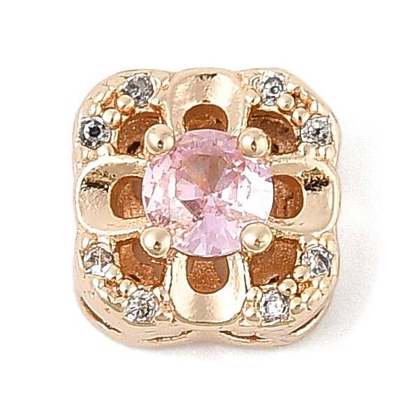Brass Micro Pave Cubic Zirconia Beads