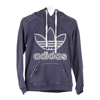 Age 14-16 Adidas Spellout Hoodie - Large Blue Cotton Blend