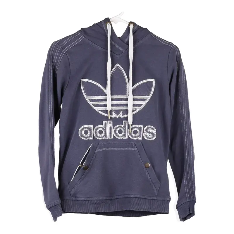 Age 14-16 Adidas Spellout Hoodie - Large Blue Cotton Blend