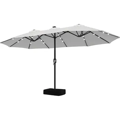 ABCCANOPY 15FT Patio Umbrella with Solar Lights Double-Sided Large Umbrella Outdoor Market Rectangle Umbrellas,Umbrella Base ...