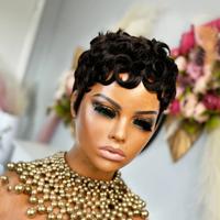 Pixie Cut Wig for Black Women Short Bomb Curly Wigs Brazilian Virgin Human Hair Short Curly Pixie Wigs Pixie Cut Layered Wig ...