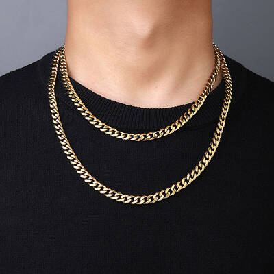 PVD Vacuum Plating 201 Stainless Steel Curb Chain Necklaces