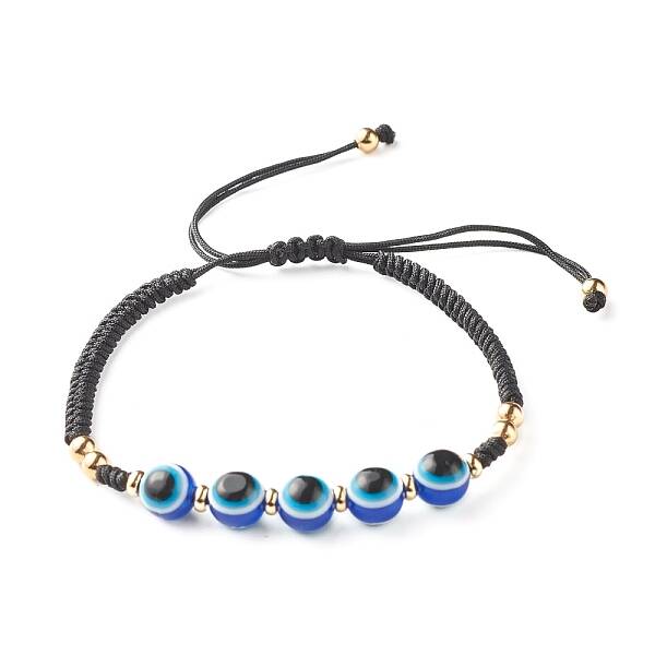 Braided Evil Eye Resin Beads  Bracelets