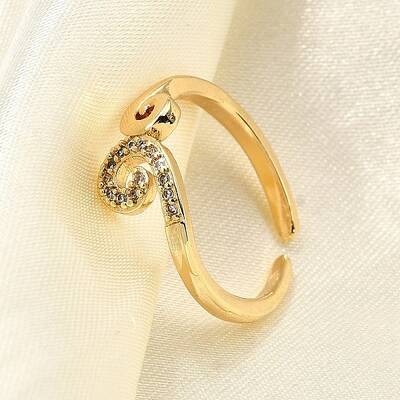 Brass Micro Pave Clear Cubic Zirconia Cuff Rings for Women