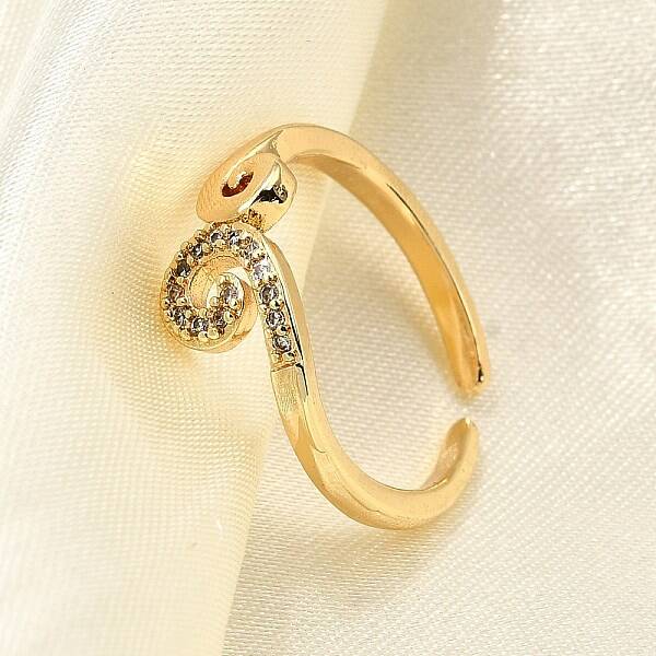 Brass Micro Pave Clear Cubic Zirconia Cuff Rings for Women