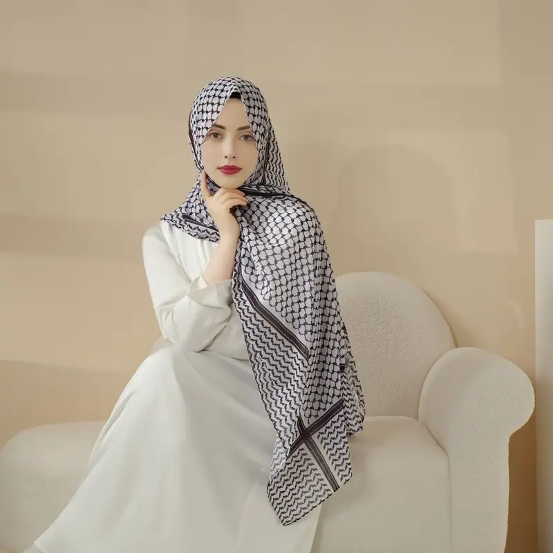 Women Muslim Chic Chiffon Keffiyeh Hijab MH045 - Lightweight and Versatile Design for Everyday Wear  Modesty Scarves