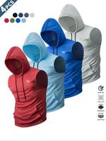 Men's Solid Color Hooded Sports Tank Top, Breathable Quick Drying Hooded Sleeveless Top for Gym Workout Running Cycling, Casu...