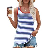 ZESICA Women's Summer Casual Striped Tank Top Sleeveless Scoop Neck Loose Fit Color Block Tops 2025 Fashion Clothes