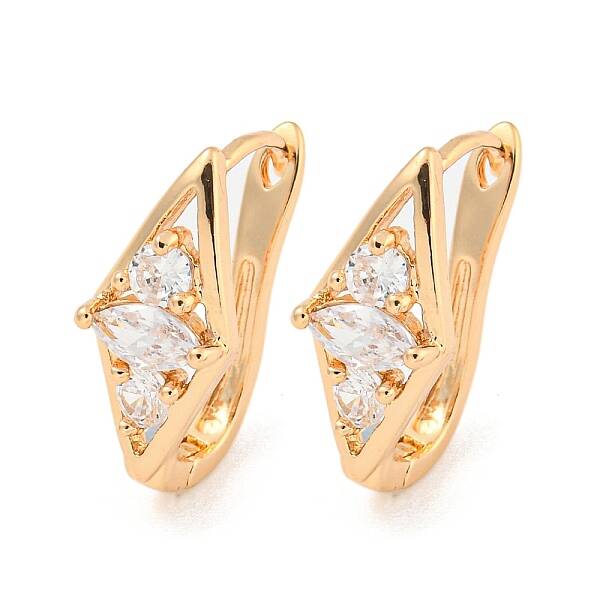 Brass Micro Pave Clear Cubic Zirconia Hoop Earrings