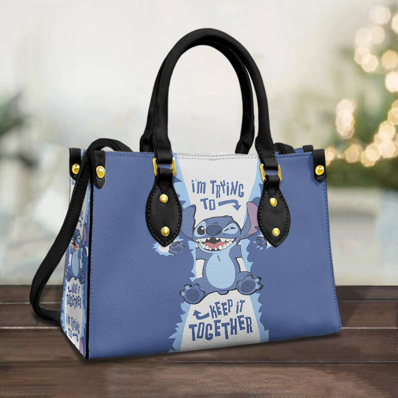 Blue Stitch Leather Handbag