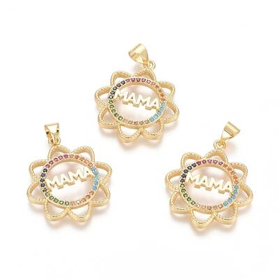 Brass Micro Pave Cubic Zirconia Pendants