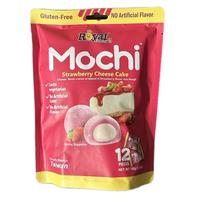 Royal Family Mochi Strawberry Cheese Cake 12 Pieces 180g - Strawberry Rice Cake with Cheese Filling - Sweet Snack Candy Desse...