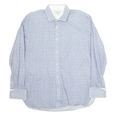 TED BAKER Endurance Mens Formal Shirt Blue Floral Long Sleeve XL