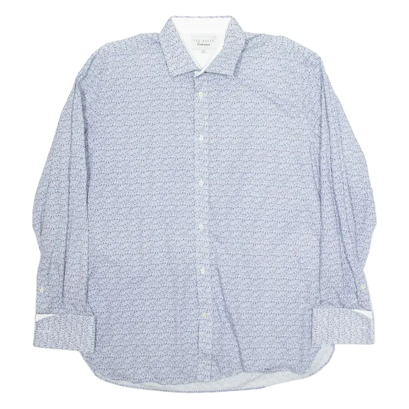 TED BAKER Endurance Mens Formal Shirt Blue Floral Long Sleeve XL
