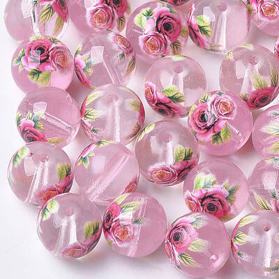 Printed & Spray Painted Transparent Glass Beads
