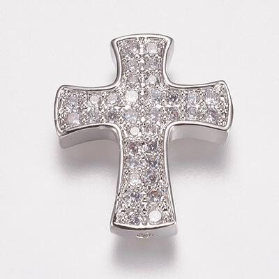 Brass Micro Pave Cubic Zirconia Beads