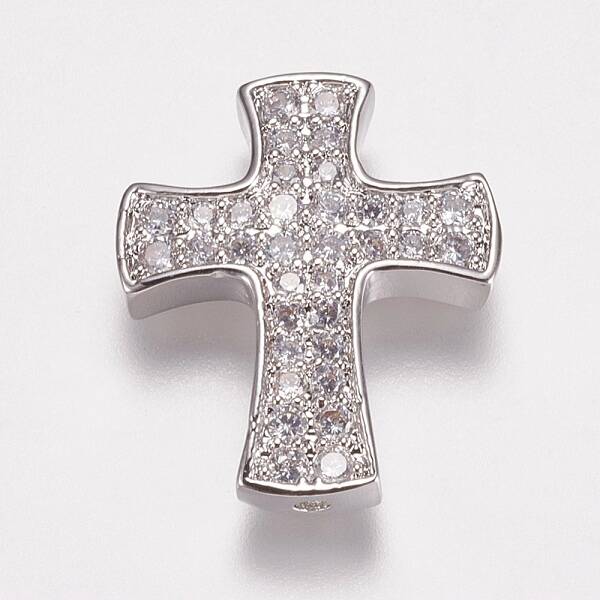Brass Micro Pave Cubic Zirconia Beads