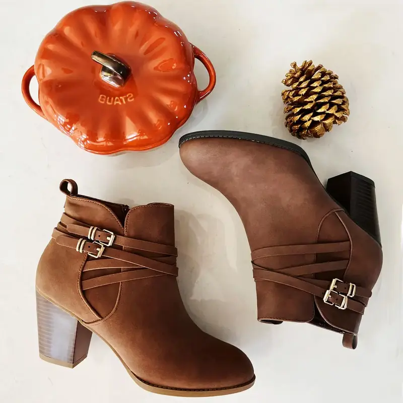 TRENDSup Women's Fashion Booties - Comfortable Footwear for Girls - Walking Shoes Stylish Leather Casual Buckle Lightweight D...