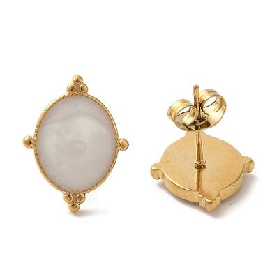 Ion Plating(IP) 304 Stainless Steel Oval Stud Earrings