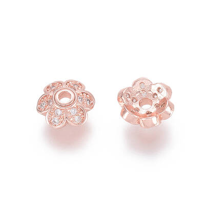 Brass Micro Pave Cubic Zirconia Fancy Bead Caps