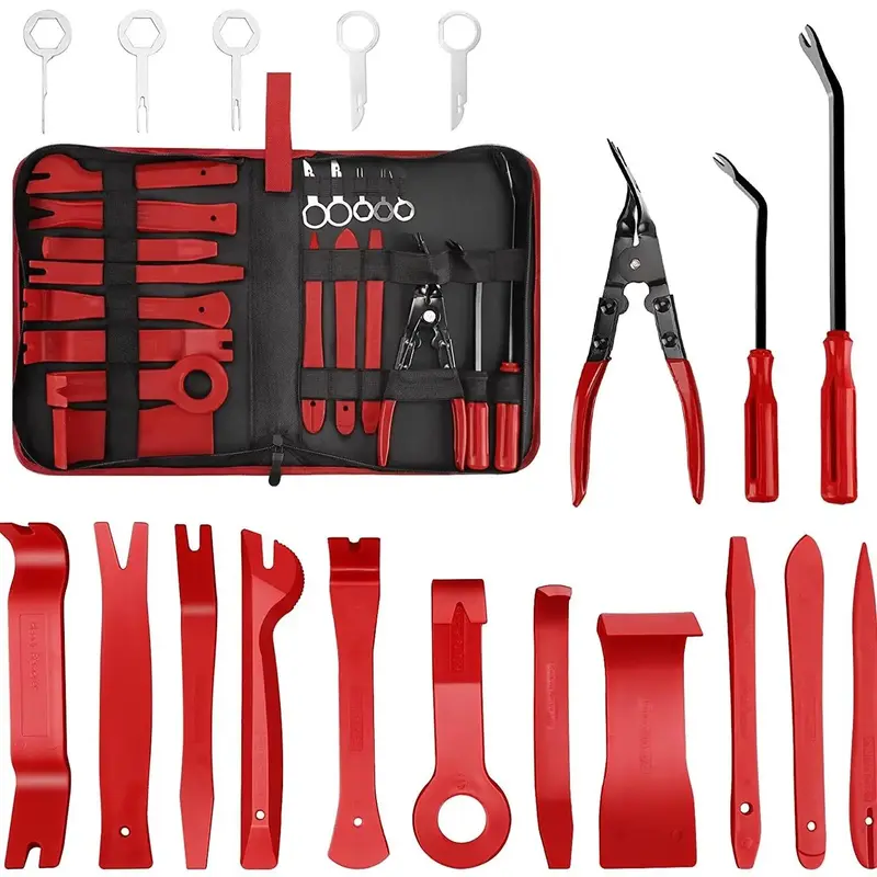 Car Interior Repair Tools, 1 Set Auto Trim Removal Tool with Zipper Storage Bag, Dashboard Door Panel Window Molding Upholste...