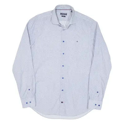 TOMMY HILFIGER Slim Fit Mens Shirt Blue Spotted Long Sleeve M
