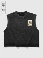 Men's Letter Print Crop Tank Top, Regular Fit Casual Sleeveless Round Neck Top for Summer, Fashion Men's Clothes for Daily We...