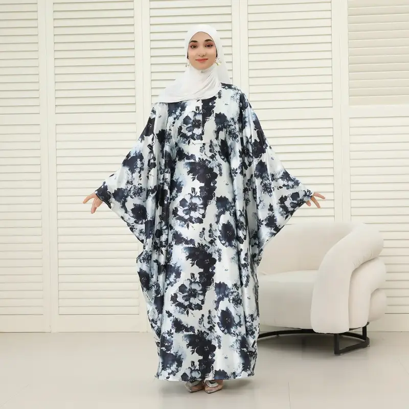 NCK004 Oversized Batwing Abaya with Hidden Belt & Zipper Recycled Polyester Fashionable & Comfortable for Plus-Size Women wai...