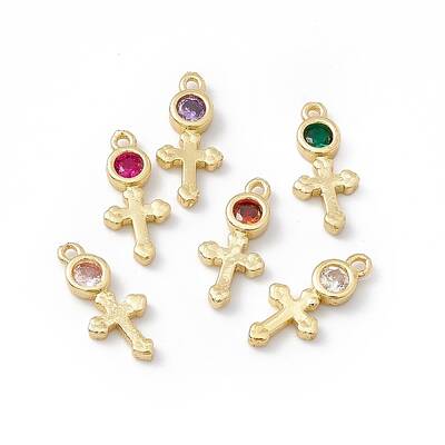 Brass Micro Pave Cubic Zirconia Pendants