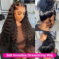【28inch=$135】FORGIRLFOREVER 13x6 Water Wave 360 Invisible Drawstring Wig Human Hair Preplucked Curly Wave Lace Frontal Wi...