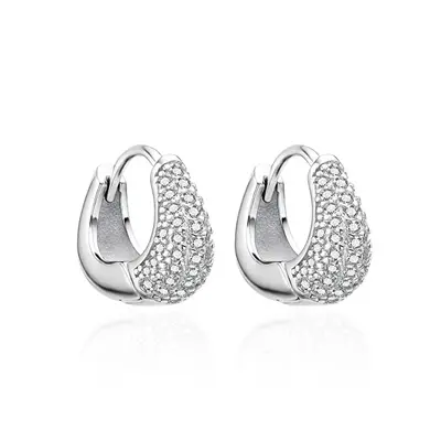 Agato AGT-E158KW Sparkling Silver Earrings with Zirconia