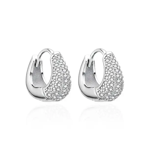 Agato AGT-E158KW Sparkling Silver Earrings with Zirconia