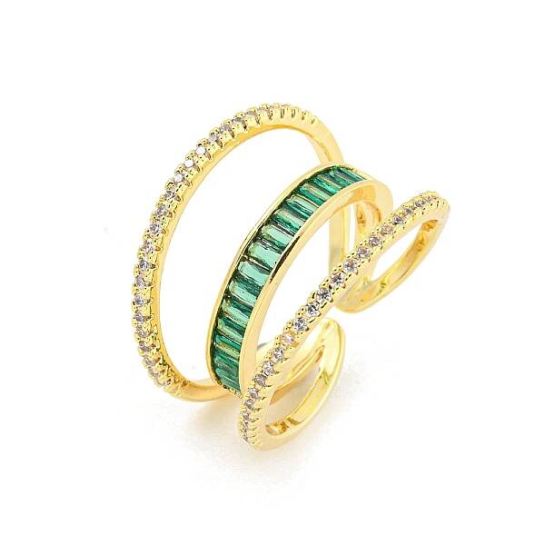 Brass Micro Pave Cubic Zirconia Open Cuff Rings