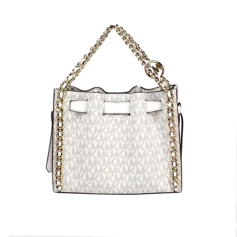 Pre-owned MICHAEL KORS Signature PVC Crossbody Bags Mina Small Belted Cream Crossbody Bag