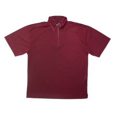 LET'S GO 1/4 Zip Mens Polo Shirt Maroon XL