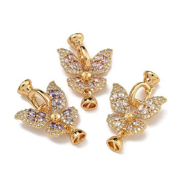 Brass Micro Pave Cubic Zirconia Fold Over Clasps