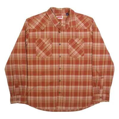 WRANGLER Mens Shirt Brown Check Long Sleeve XL
