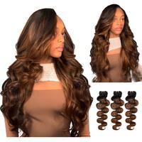 [Wequeen] #FB30 Highlight Hair Bundles Brazilian Colored Human Hair #P4/27 Body Wave Straight Quick Weave #99J Sew in/Glue in...